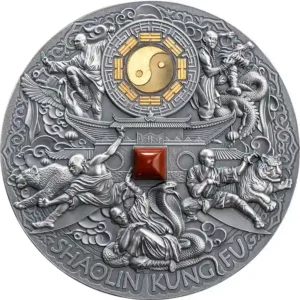 2024 Niue 5 Ounce Shaolin Kung Fu Martial Arts High Relief Antiqued Silver Coin