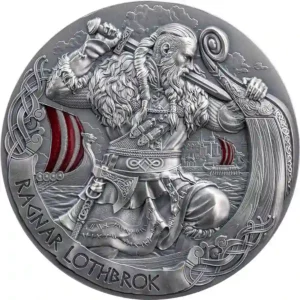 2024 Cameroon 2 Ounce Ragnar Lothbrok High Relief Antique Finish Silver Coin