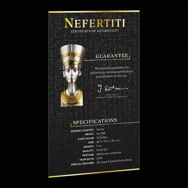 Nefertiti Bust 3D Shaped Silver Coin
