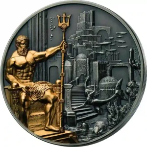 2024 Cook Islands 3 Ounce Epic Places Atlantis 24K Plated High Relief Silver Coin
