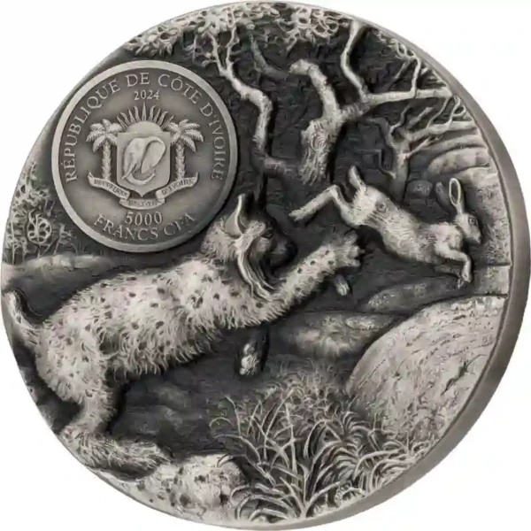 2024 Predators Lynx 3 oz Ultra High Relief Silver Coin