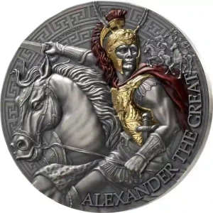 2024 Cameroon 5 Ounce Alexander the Great High Relief Antiqued Silver Coin