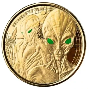 2023 Ghana 1 Ounce Alien Invasion Colored Gold Proof Coin