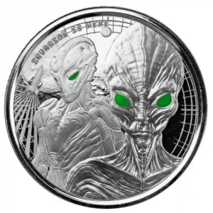 2023 Ghana 1 Ounce Alien Invasion UF Colored Silver Proof Coin