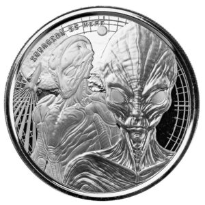 2023 Ghana 1 Ounce Alien Invasion BU Silver Coin
