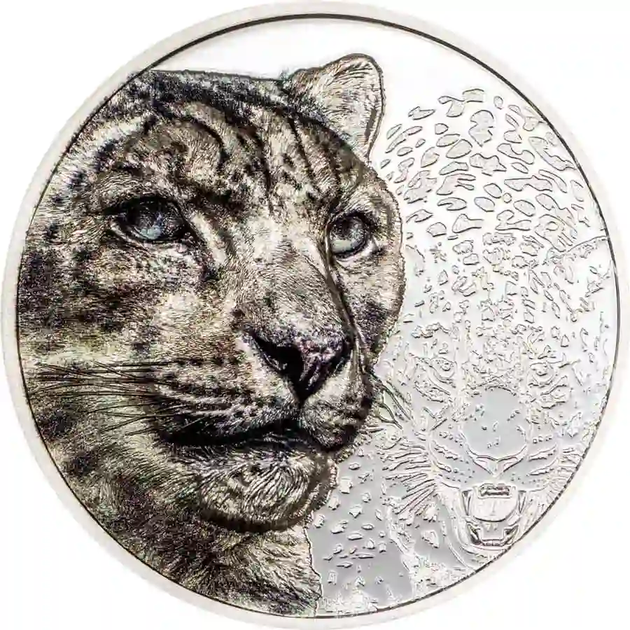 2024 Mongolia 1 Ounce Snow Leopard Ultra High Relief Silver Proof Coin