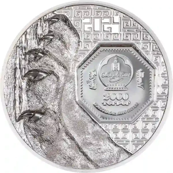 2024 Mongolia 3 oz Snow Leopard Ultra High Relief Silver Proof Coin