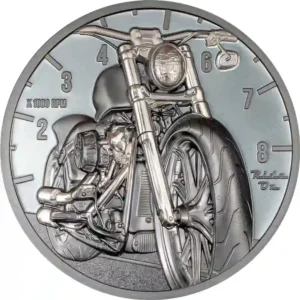 2024 Cook Islands 2 Ounce The Journey Motorbike Black Proof Silver Coin