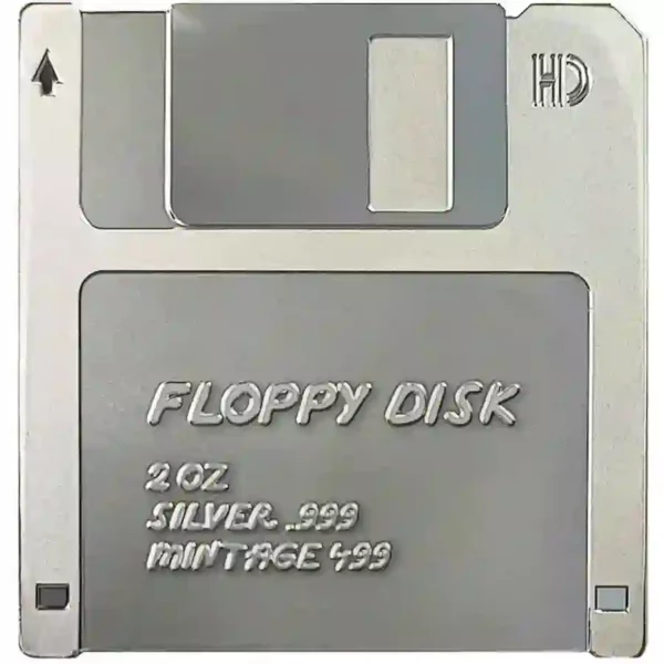 2024 Niue 2 Ounce Techstalgic Floppy Disk Silk Finish Silver Coin