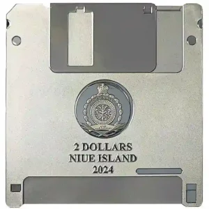 2024 Niue Techstalgic Floppy Disk 2 oz Silk Finish Silver Coin