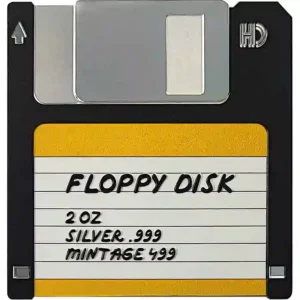 2024 Niue 2 Ounce Techstalgic Floppy Disk Color Silk Finish Silver Coin