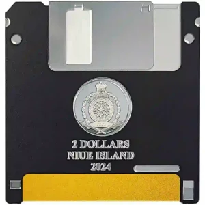 2024 Niue Techstalgic Floppy Disk Color Silk Finish Silver Coin