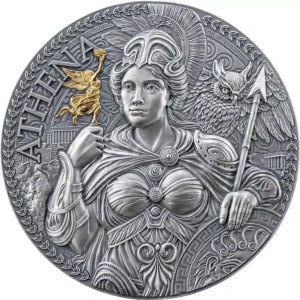 2024 Cameroon 2 Ounce Athena 24K Gilded High Relief Silver Coin