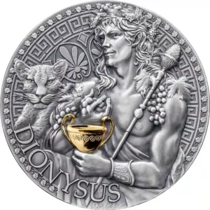 2024 Cameroon 1 Ounce Dionysus 24K Gilded High Relief Silver Coin