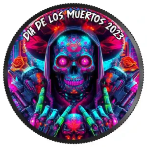 2023 Mexico 1 Ounce Cyberpunk Dia de los Muertos Ruthenium Silver Coin