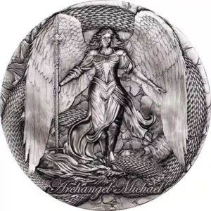 2024 Cameroon 2 Ounce Archangel Michael High Relief Antique Finish Silver Coin
