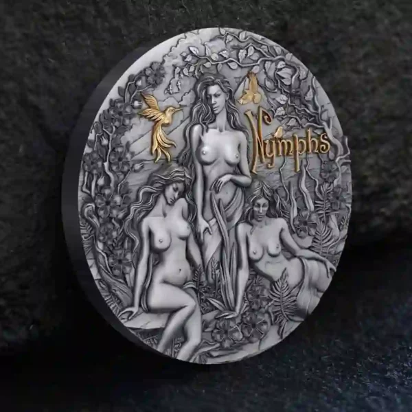 Nymphs High Relief Antique Finish Silver Coin