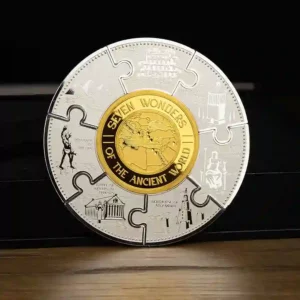 Seven Wonders of the World Gold Plated Puzzle Silver Coin