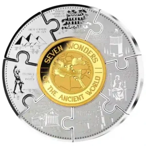 2024 Burundi 5 Ounce Wonders of the World Gold Plated Puzzle Silver Coin