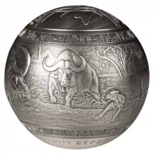 2024 Big 5 Buffalo 1 Kilo Spherical Antique Finish Silver Coin