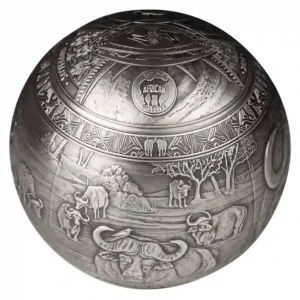 2024 Djibouti 1 Kilogram Big 5 Buffalo Spherical Antique Finish Silver Coin