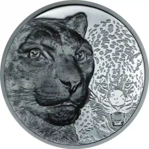 2024 Mongolia 2 Ounce Snow Leopard Ultra High Relief Black Proof Silver Coin