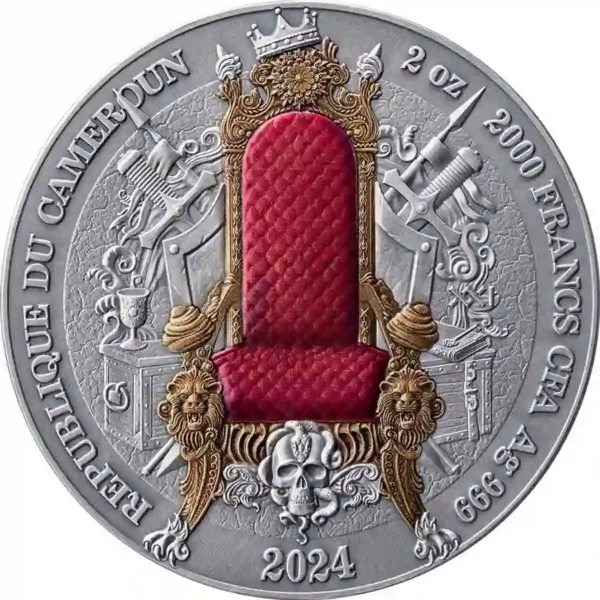 2024 Cameroon 2 oz Ottoman Empire 24K Gilded High Relief Silver Coin