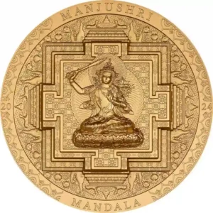 2024 Mongolia 3 Ounce Manjushri Mandala UHR 24K Gilded Silver Coin