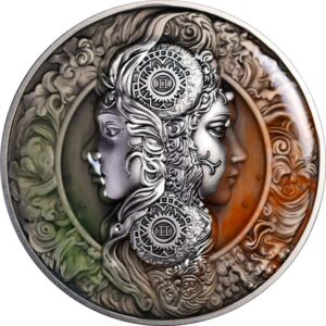 2024 Niue 5 Ounce Gemini UV Color High Relief Antique Finish Silver Coin