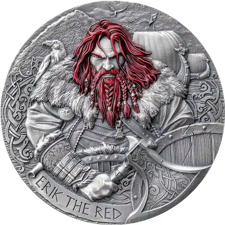 2024 Cameroon 2 Ounce Erik the Red High Relief Antique Finish Silver Coin