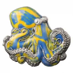 2024 Barbados 3 Ounce Shift of Color Octopus Enamel Silver Coin